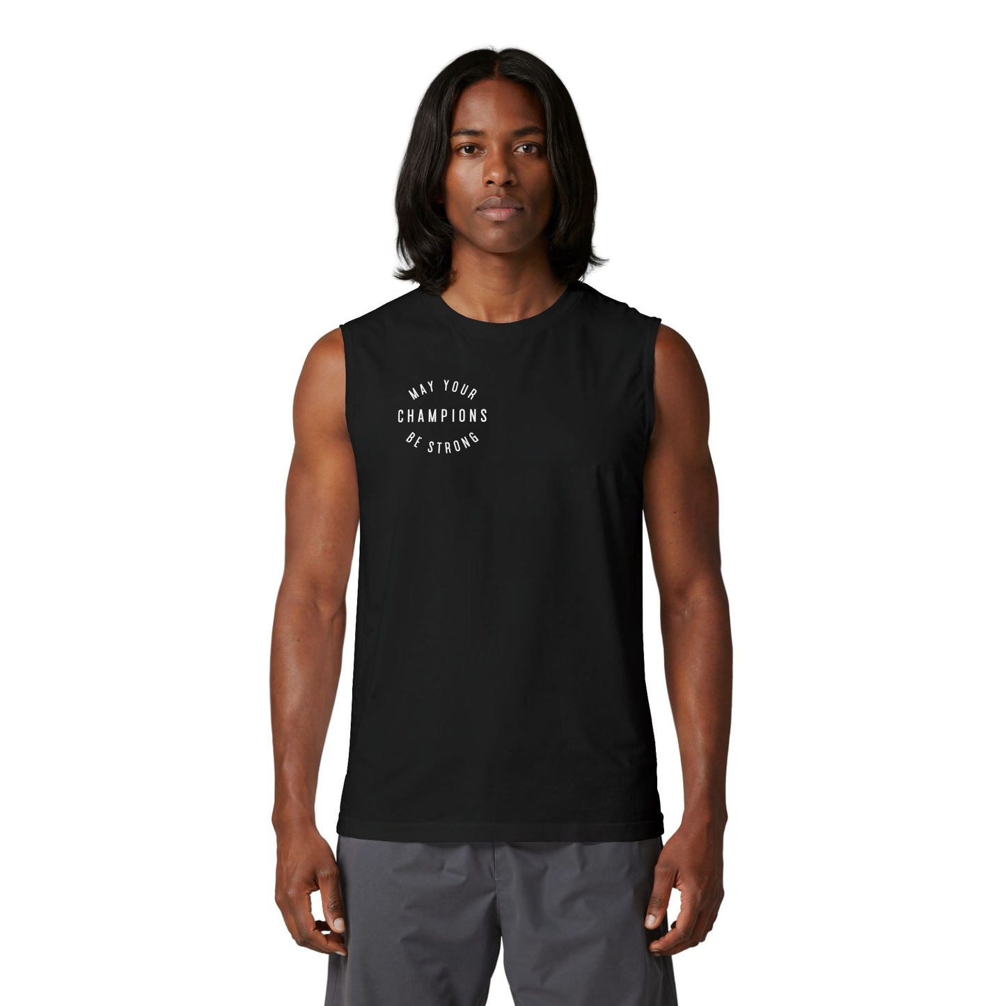 Muscle Tank — "May Your Champions Be Strong" Minimal Fitness Tee